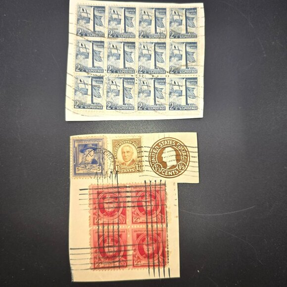 Vintage U.S. Postage Stamps Sheet Lot - Bunker Hill 2.5¢ Red 2¢ 5¢ & 1.5¢ LI3044 - Picture 1 of 5